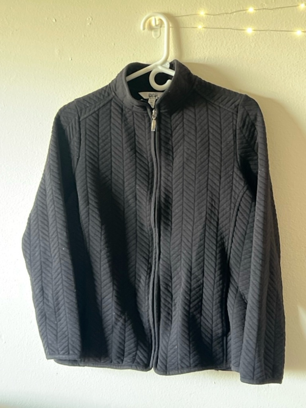 croft & barrow Black Quilted Chevron Zip Jacket